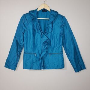 Kapalua Concept Size 6 Blue Ruffle Front Lightweight Jacket